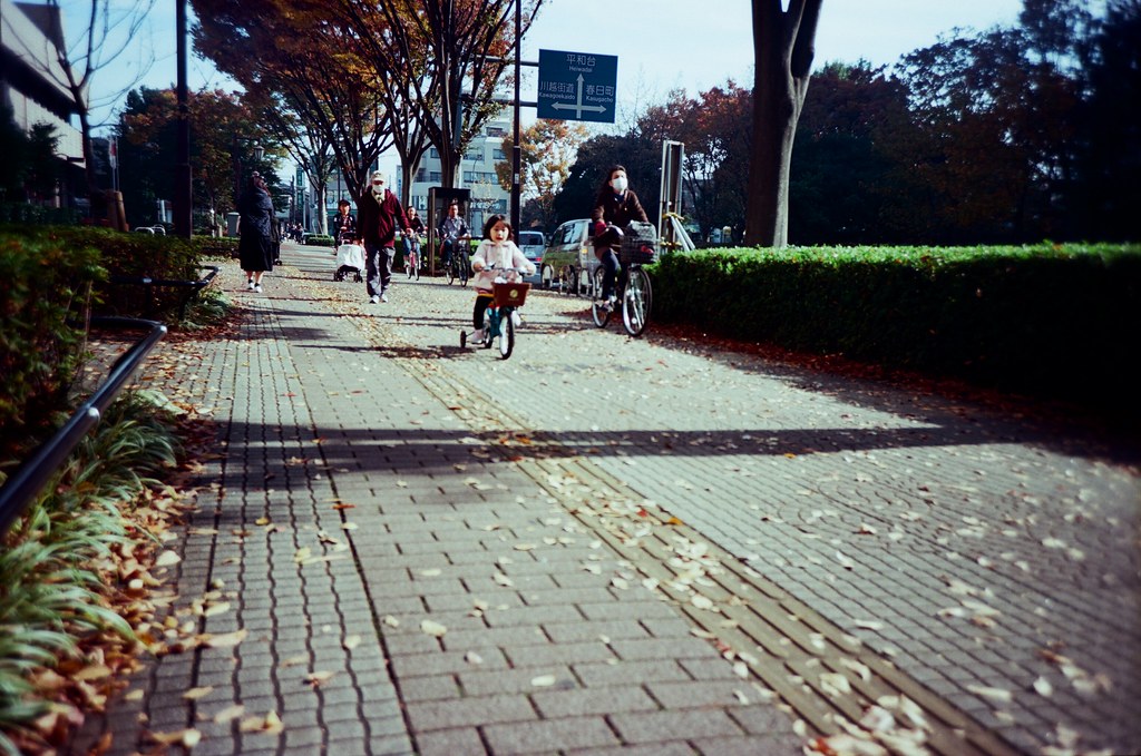 光が丘 Tokyo, Japan / Kodak Pro Ektar / Lomo LC-A+ 迎面而來的人，與迎面來了的狗！  我蹲下來按快門，白色那隻想要撲過來我這裡！  Lomo LC-A+ Kodak Pro Ektar 100 7941-0009 2016-11-20 Photo by Toomore