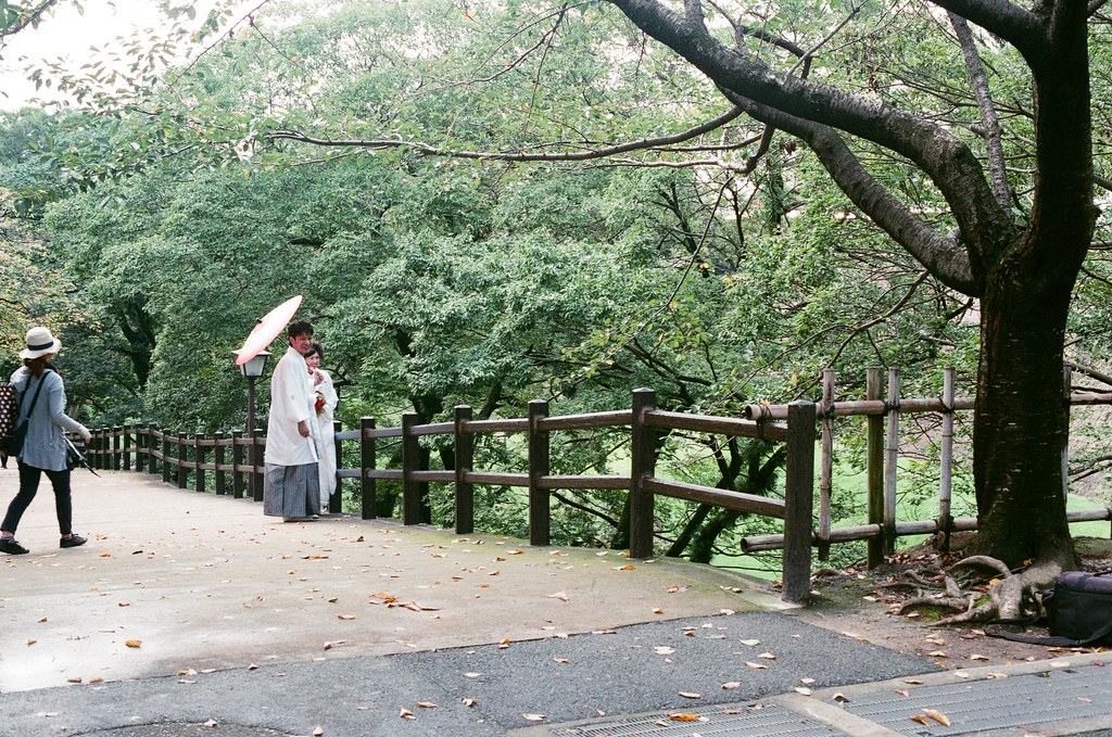熊本城 熊本 Kumamoto 2015/09/06 離開城堡後發現外面有一對新人在拍婚紗 ... 一種很幸福的感覺，這裡我真的有點感傷 ...  Nikon FM2 / 50mm AGFA VISTAPlus ISO400 Photo by Toomore